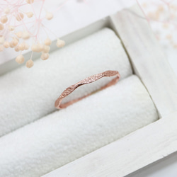 14kgf 1.2mm寬粉紅金“閃光多面戒指”/小指戒指，簡單精緻的戒指 第1張的照片