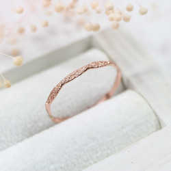14kgf 1.2mm寬粉紅金“閃光多面戒指”/小指戒指，簡單精緻的戒指 第2張的照片