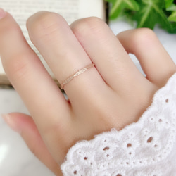 14kgf 1.2mm寬粉紅金“閃光多面戒指”/小指戒指，簡單精緻的戒指 第4張的照片