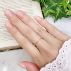 14kgf 1.2mm寬粉紅金“閃光多面戒指”/小指戒指，簡單精緻的戒指 第5張的照片