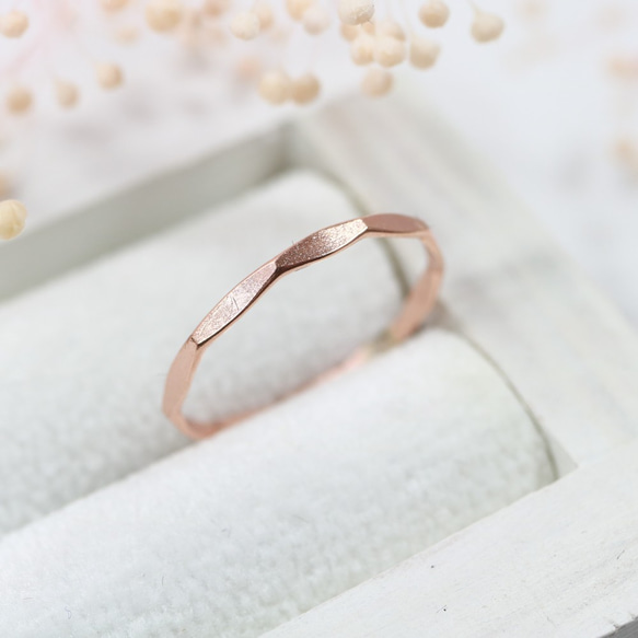 14kgf 1.2mm幅 ピンクゴールド『多面リング』／ピンキーリング