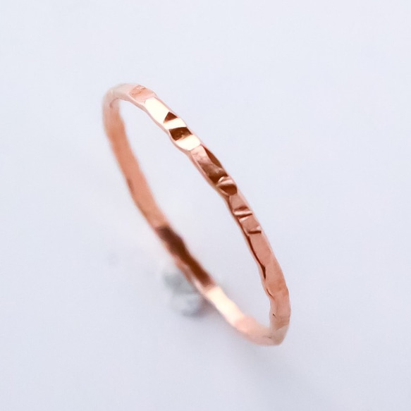 14kgf 1.2mm寬的玫瑰金“ Tsuchime戒指” / Pinky戒指，簡單精緻的戒指 第3張的照片
