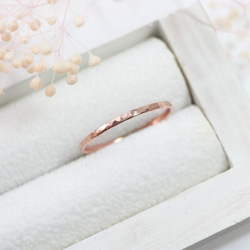 14kgf 1.2mm寬度玫瑰金“ Tsuchime精美戒指” / Pinky戒指，簡單精緻的戒指 第1張的照片