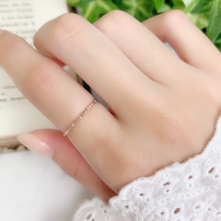 14kgf 1.2mm寬粉紅金“鋒利切割戒指”/小指戒指，簡單精緻的戒指 第6張的照片