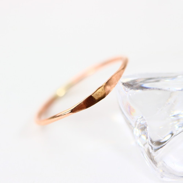 14kgf 1.2mm寬度玫瑰金“一鍵式戒指” /小指戒指，簡單精緻的戒指 第3張的照片