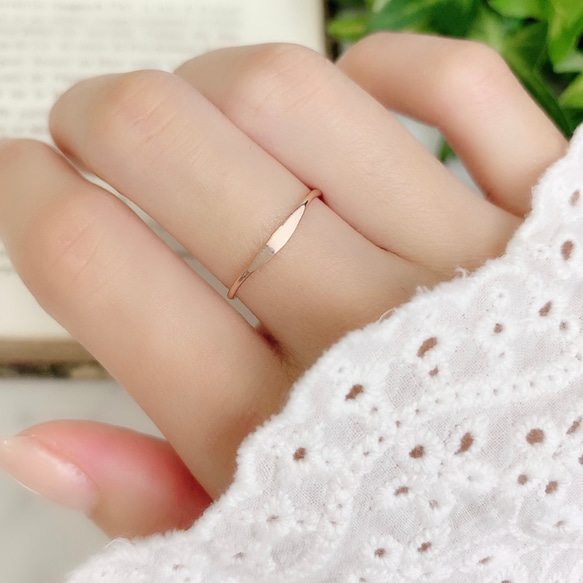 14kgf 1.2mm寬度玫瑰金“一鍵式戒指” /小指戒指，簡單精緻的戒指 第4張的照片