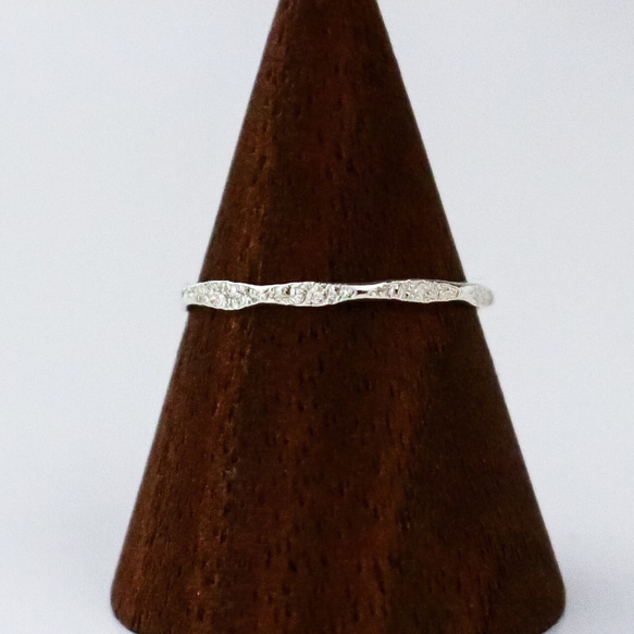 1.2mm寬銀“閃光多面戒指”/小指戒指，簡單精緻的戒指 第3張的照片