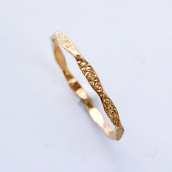 1.2mm寬/14kgf黃金“閃光多面戒指”/小指戒指，簡單精緻的戒指 第3張的照片