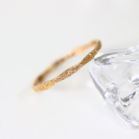 1.2mm寬/14kgf黃金“閃光多面戒指”/小指戒指，簡單精緻的戒指 第4張的照片
