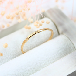 1.2mm寬/14kgf黃金“錘環”/小指戒指，簡單精緻的戒指 第1張的照片