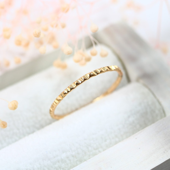1.2mm寬/14kgf黃金“鋒利切割戒指”/小指戒指，簡單精緻的戒指 第1張的照片