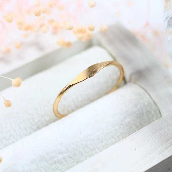 1.2毫米寬度/ 14kgf黃金“一鍵式戒指” /小指戒指，簡約細膩的戒指 第1張的照片