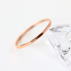 14kgf 1.2mm寬度玫瑰金“扁平形” /小指戒指，簡單精緻的戒指 第3張的照片