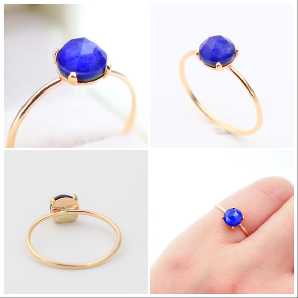 [Creema Limited] 14kgf 《Lapis Lazuli x Crystal Quartz》 6mm 天然石戒指 第6張的照片