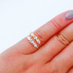 【14kgf】 Herkimer鑽石0.5ct / 3粒半寶石永恆戒指 第6張的照片