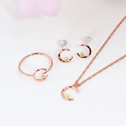 【Creema限定】《夜桜と月》新色 ALL 14k pink gold filled ✳︎月と星と天然石✳︎3点セット 2枚目の画像