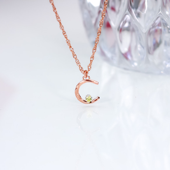 【Creema限定】《夜桜と月》新色 ALL 14k pink gold filled ✳︎月と星と天然石✳︎3点セット 4枚目の画像