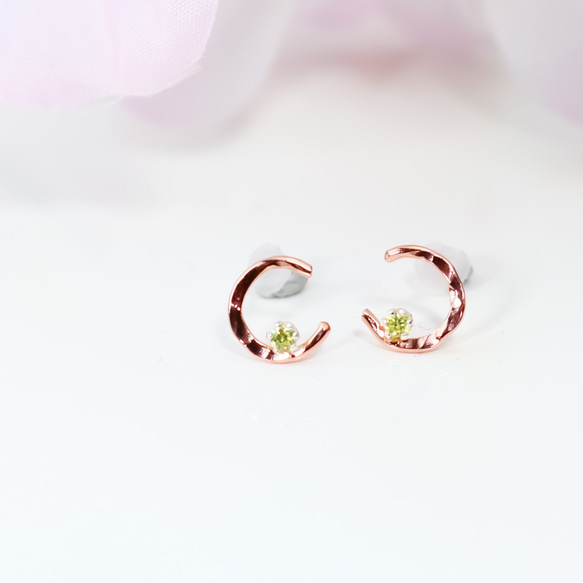 【Creema限定】《夜桜と月》新色 ALL 14k pink gold filled ✳︎月と星と天然石✳︎3点セット 6枚目の画像