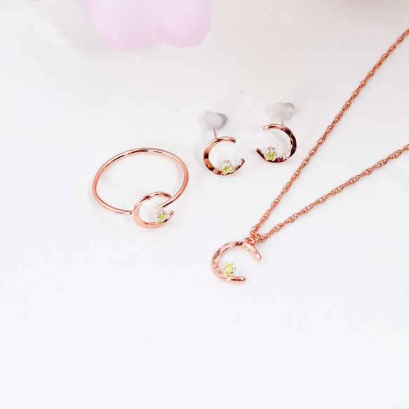 【Creema限定】ALL 14k Yellow gold filled ✳︎月と星と天然石✳︎3点セット 8枚目の画像