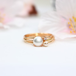 14kgf 6mm半圓形淡水珍珠戒指*臂寬1.3mm *作為慶祝新生命的禮物 第6張的照片