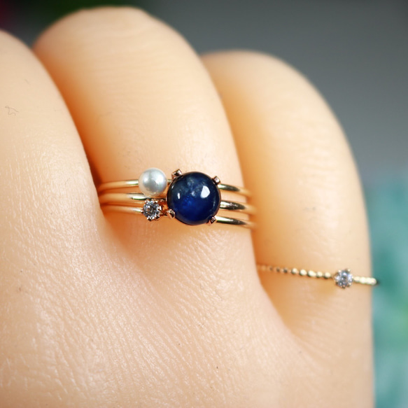 [吸引你的美]緬甸藍寶石6mm天然石戒指/凸圓形切割*1.3mm寬九月生日石 第7張的照片