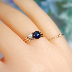 [吸引你的美]緬甸藍寶石6mm天然石戒指/凸圓形切割*1.3mm寬九月生日石 第8張的照片