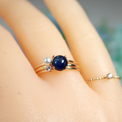 [吸引你的美]緬甸藍寶石6mm天然石戒指/凸圓形切割*1.3mm寬九月生日石 第9張的照片