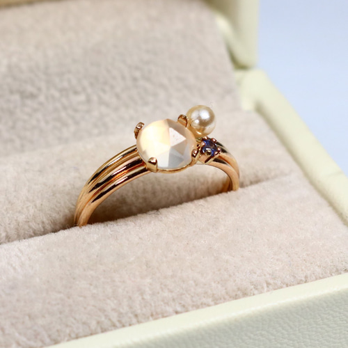 ミルキークォーツ 6mm 天然石リング／ローズカット＊1.3mm幅 別名