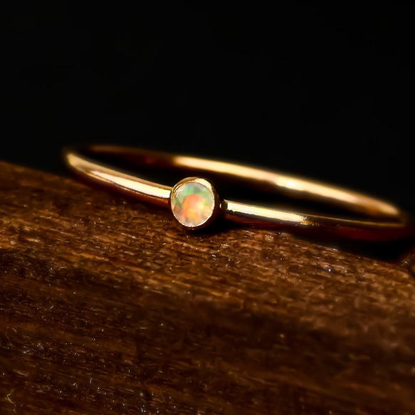 [埃塞俄比亞蛋白石] 擋板環，2 件套 / 14kgf，1.0mm 寬度，天然石可供選擇 / 相容小號 第6張的照片