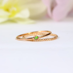 [埃塞俄比亞蛋白石] 擋板環，2 件套 / 14kgf，1.0mm 寬度，天然石可供選擇 / 相容小號 第7張的照片