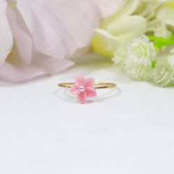 春天的顏色♡柔軟柔軟的“Kyueri戒指”/精緻的花朵花朵戒指精緻的小指戒指♪ 第5張的照片