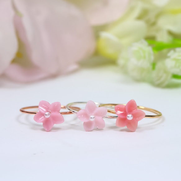 春天的顏色♡柔軟柔軟的“Kyueri戒指”/精緻的花朵花朵戒指精緻的小指戒指♪ 第7張的照片