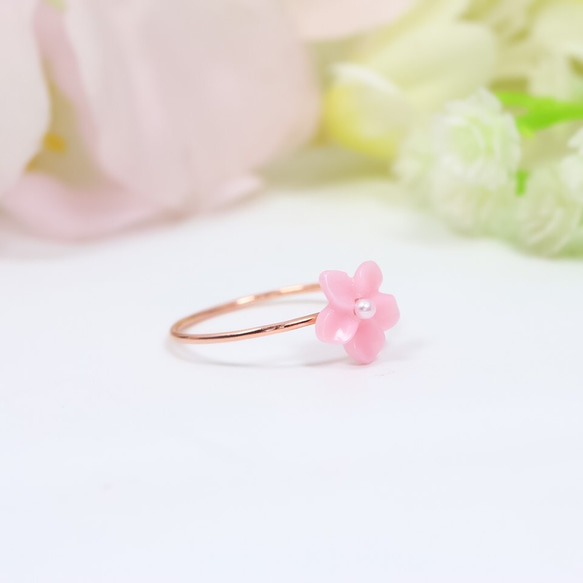 春天的顏色♡柔軟柔軟的“Kyueri戒指”/精緻的花朵花朵戒指精緻的小指戒指♪ 第5張的照片