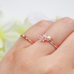 柔軟柔軟的宇宙“Kyueri Ring”/精緻的花朵花朵戒指精緻的小指戒指♪ 第9張的照片