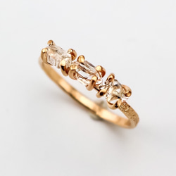 [14kgf 粉紅金] 赫基默鑽石 0.5 克拉/3 石半永恆戒指 第7張的照片