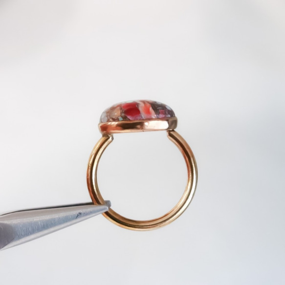 牡蠣銅綠松石環扣/豐滿的大粒環，不會被卡住/防過敏/可以留在上面 第7張的照片