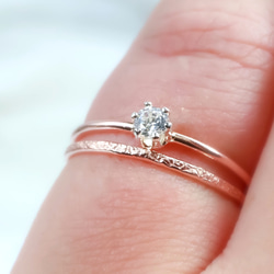 [Creema 限定幸運袋] [Set of 2] 14kGF 玫瑰金 0.1ct 天然石戒指和閃光切割戒指可供選擇 第1張的照片