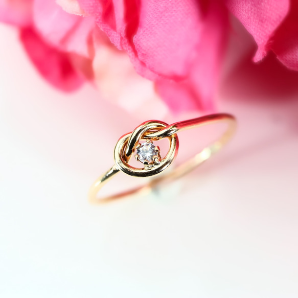 Infinity ♡ Yui Ring * 1.0mm 寬度 / ~ 可選擇的天然石類型 ~ 幸運石 第1張的照片