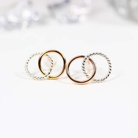 [Creema Limited] 14Kgf &amp; silver925 Combi Earrings ~ W Lea 戒指 第1張的照片