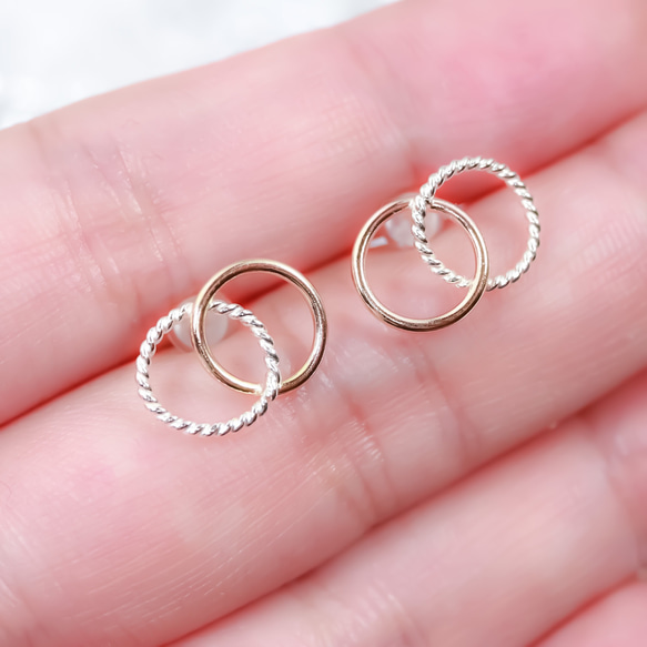 [Creema Limited] 14Kgf &amp; silver925 Combi Earrings ~ W Lea 戒指 第4張的照片