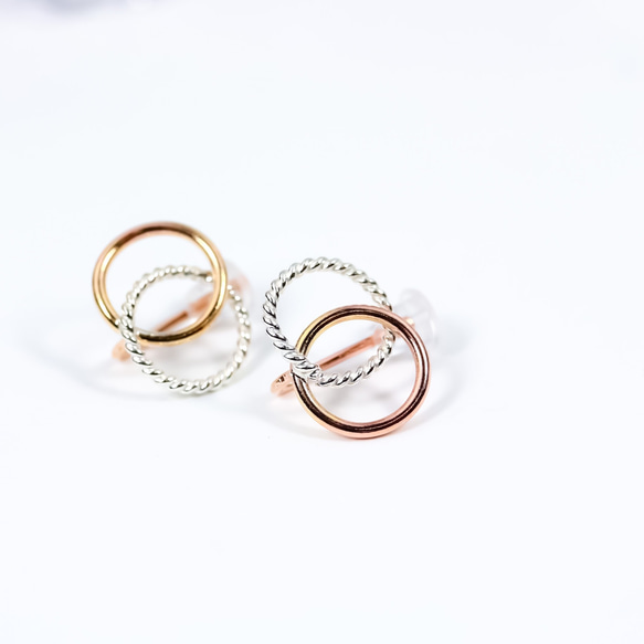 Creema限定】14Kgf＆silver925 ピアスに見えるイヤリング ～W Lea ring 