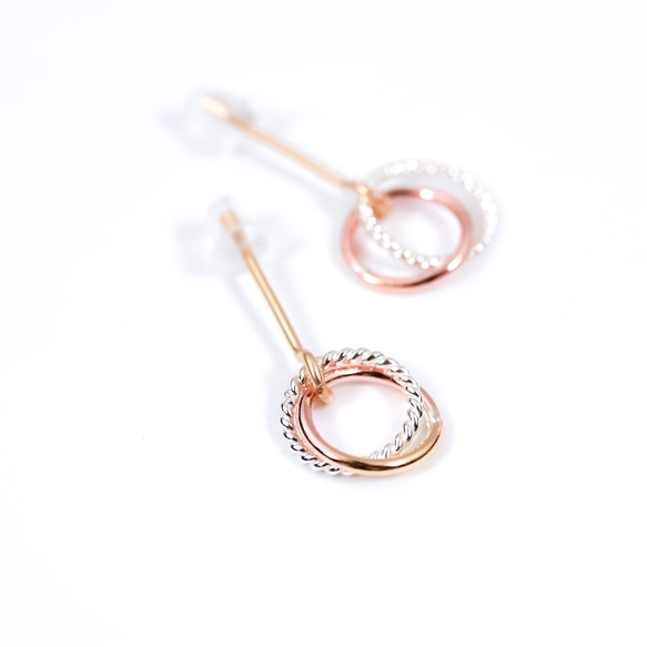 [Creema Limited] 14Kgf &amp; silver925 Combi Earrings ~ W Lea 戒指 第1張的照片