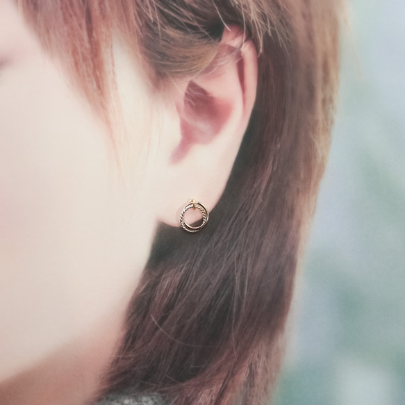 [Creema Limited] 14Kgf &amp; silver925 Combi Earrings ~ W Lea 戒指 第5張的照片