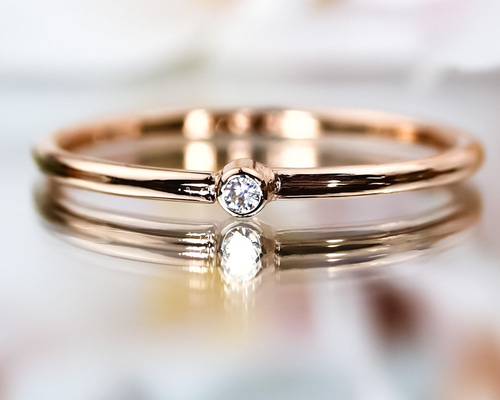 k18gp +14kgf ピンクゴールド 天然ダイヤモンドリング／引っかかりの