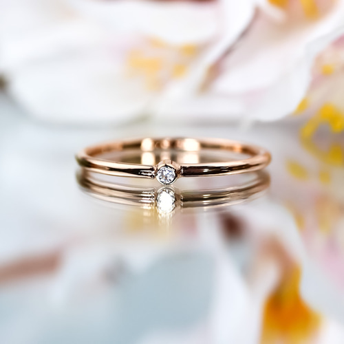 k18gp +14kgf ピンクゴールド 天然ダイヤモンドリング／引っかかりの