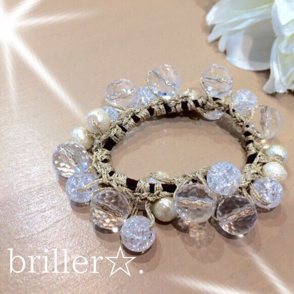 シュシュ ビーズ ヘアゴム