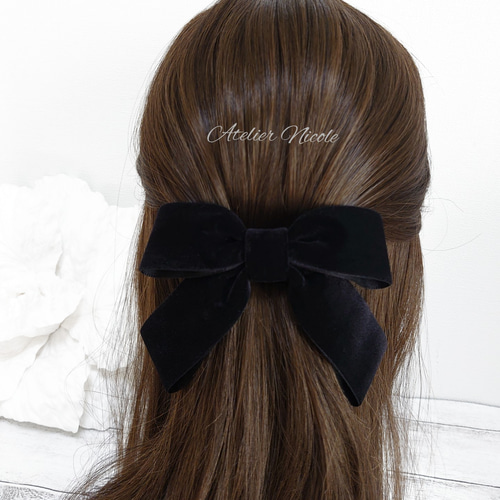 ベロアリボン】Aバレッタ ヘアクリップ・バナナクリップ nicole ベロアリボン】Aバレッタ ヘアクリップ・バナナクリップ nicole