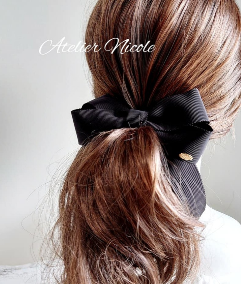 再販5【ネイビー✕グレージュ】ナチュラルリボン♡ヘアゴム（２個セット） 再販5【ネイビー✕グレージュ】ナチュラルリボン♡ヘアゴム（2