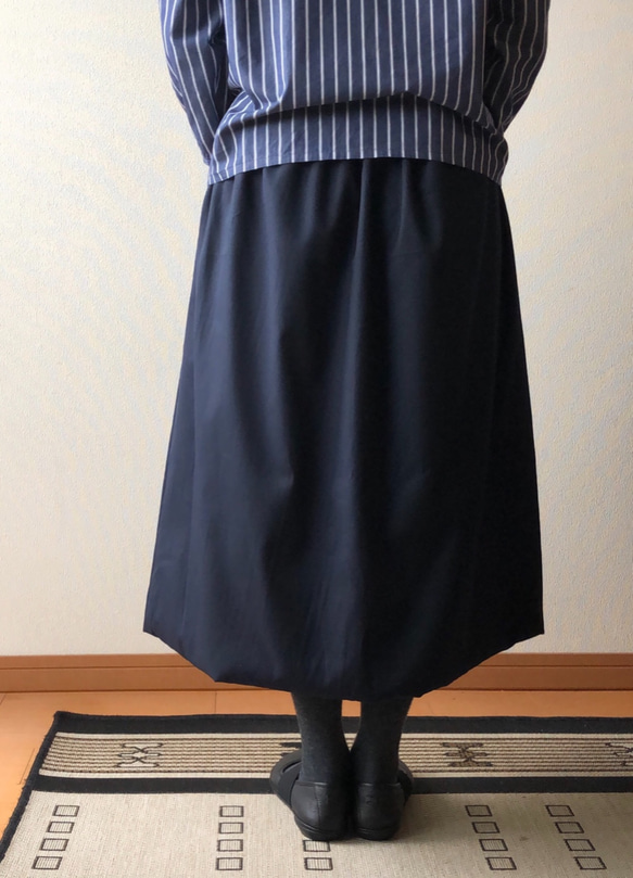 （受注制作）ボリューム控えめのバルーンスカート    ネイビー   フリーサイズ 4枚目の画像