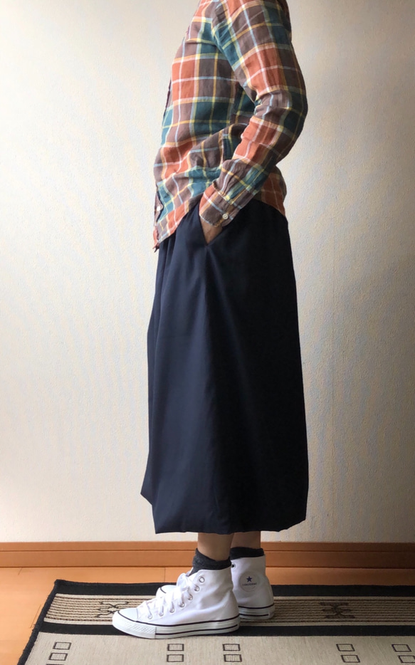 （受注制作）ボリューム控えめのバルーンスカート    ネイビー   フリーサイズ 5枚目の画像